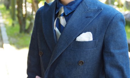 色落ちしないデニムスーツは、ビジネスで活躍！